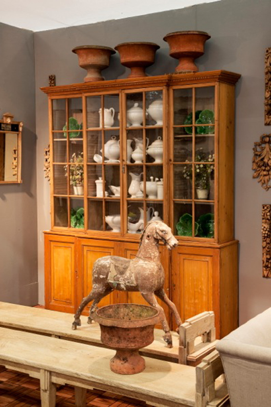 The stand of Brownrigg@Home at the Decorative Antiques and Textiles Fair in Battersea Park, which opens next week. Image courtesy Brownrigg and the Decorative Antiques and Textiles Fair.